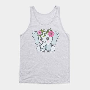 Baba Elephant with crown of flowers Tank Top